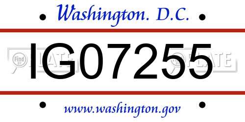 IG07255 District Of Columbia License Plate