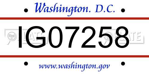 IG07258 District Of Columbia License Plate