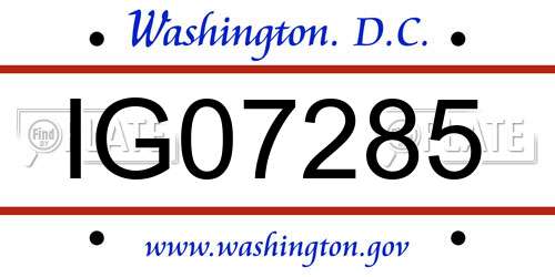 IG07285 District Of Columbia License Plate