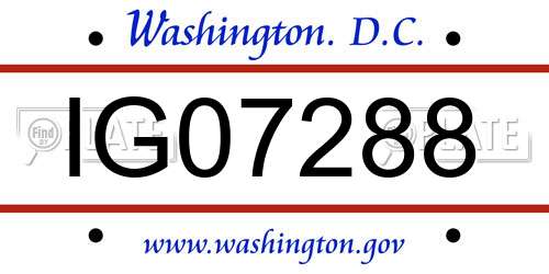 IG07288 District Of Columbia License Plate