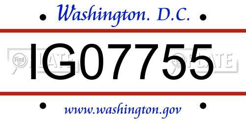 IG07755 District Of Columbia License Plate