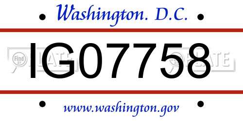 IG07758 District Of Columbia License Plate