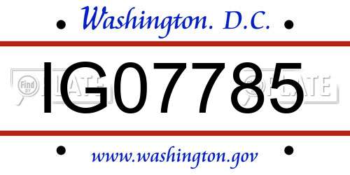 IG07785 District Of Columbia License Plate