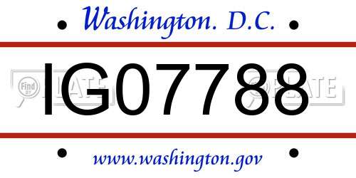 IG07788 District Of Columbia License Plate