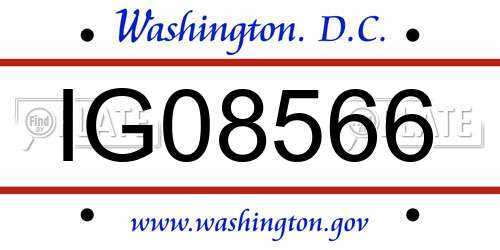 IG08566 District Of Columbia License Plate