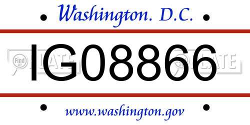 IG08866 District Of Columbia License Plate