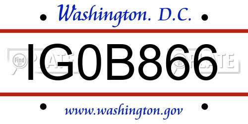 IG0B866 District Of Columbia License Plate