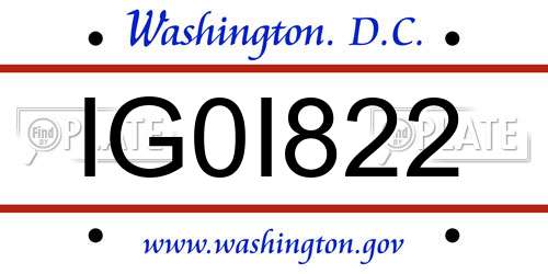 IG0I822 District Of Columbia License Plate