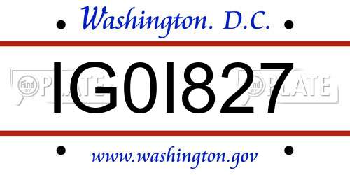 IG0I827 District Of Columbia License Plate
