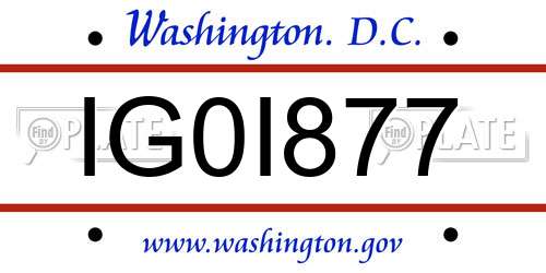 IG0I877 District Of Columbia License Plate