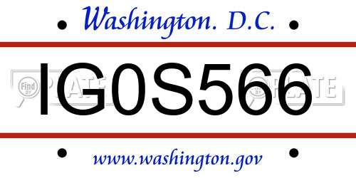 IG0S566 District Of Columbia License Plate