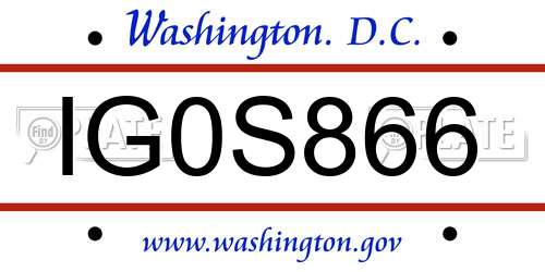 IG0S866 District Of Columbia License Plate