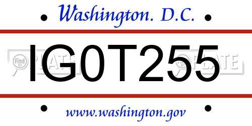 IG0T255 District Of Columbia License Plate