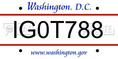IG0T788 District Of Columbia License Plate