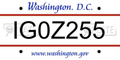 IG0Z255 District Of Columbia License Plate