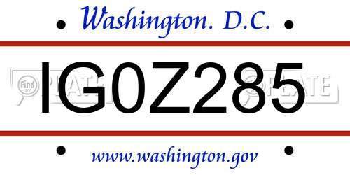 IG0Z285 District Of Columbia License Plate