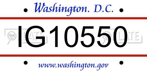 IG10550 District Of Columbia License Plate