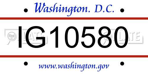 IG10580 District Of Columbia License Plate