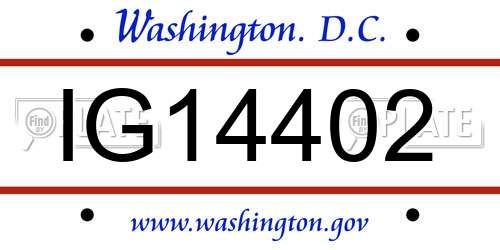 IG14402 District Of Columbia License Plate