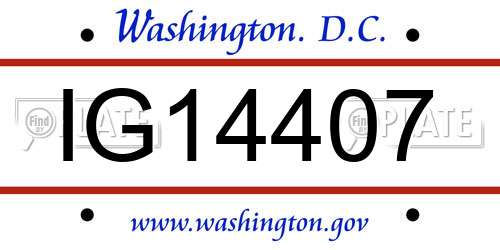IG14407 District Of Columbia License Plate