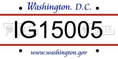 IG15005 District Of Columbia License Plate
