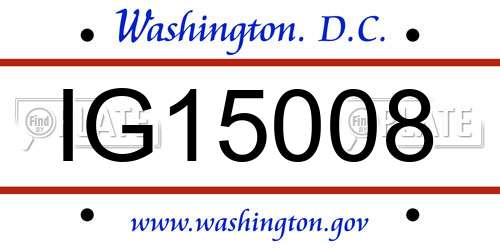 IG15008 District Of Columbia License Plate
