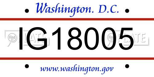 IG18005 District Of Columbia License Plate