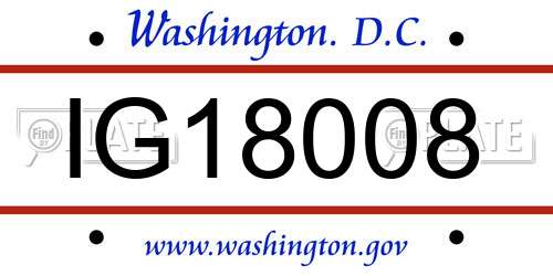 IG18008 District Of Columbia License Plate