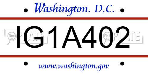 IG1A402 District Of Columbia License Plate