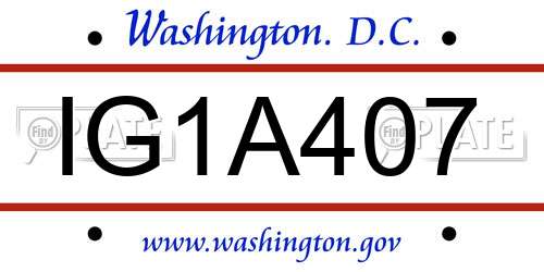 IG1A407 District Of Columbia License Plate