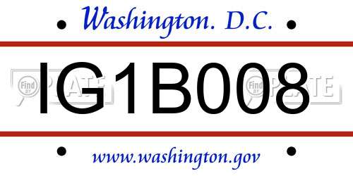 IG1B008 District Of Columbia License Plate