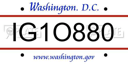 IG1O880 District Of Columbia License Plate