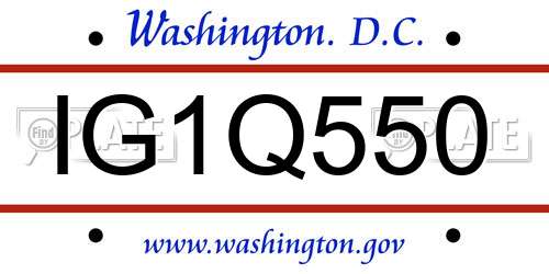 IG1Q550 District Of Columbia License Plate