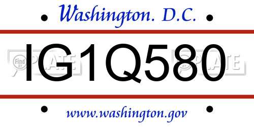 IG1Q580 District Of Columbia License Plate