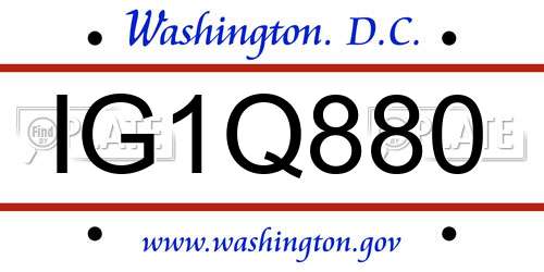 IG1Q880 District Of Columbia License Plate