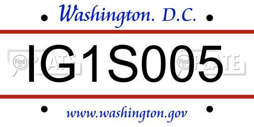 IG1S005 District Of Columbia License Plate