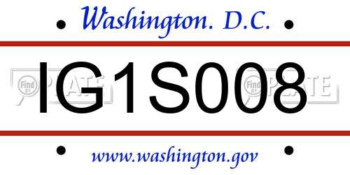 IG1S008 District Of Columbia License Plate