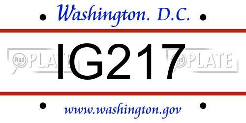 IG217 District Of Columbia License Plate