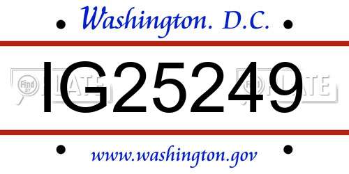 IG25249 District Of Columbia License Plate