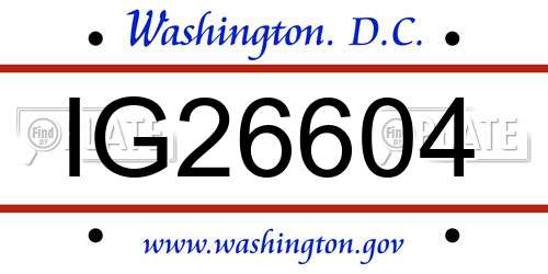 IG26604 District Of Columbia License Plate