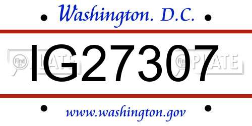 IG27307 District Of Columbia License Plate