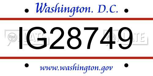 IG28749 District Of Columbia License Plate