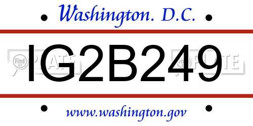 IG2B249 District Of Columbia License Plate