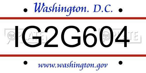 IG2G604 District Of Columbia License Plate