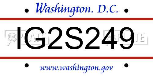 IG2S249 District Of Columbia License Plate