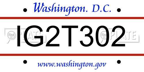IG2T302 District Of Columbia License Plate