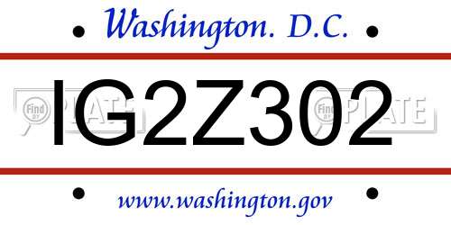 IG2Z302 District Of Columbia License Plate