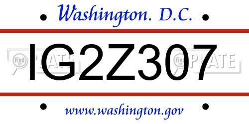 IG2Z307 District Of Columbia License Plate