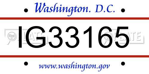 IG33165 District Of Columbia License Plate
