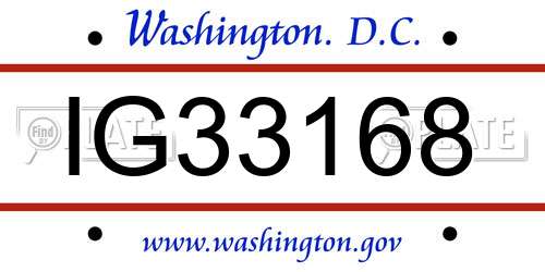 IG33168 District Of Columbia License Plate